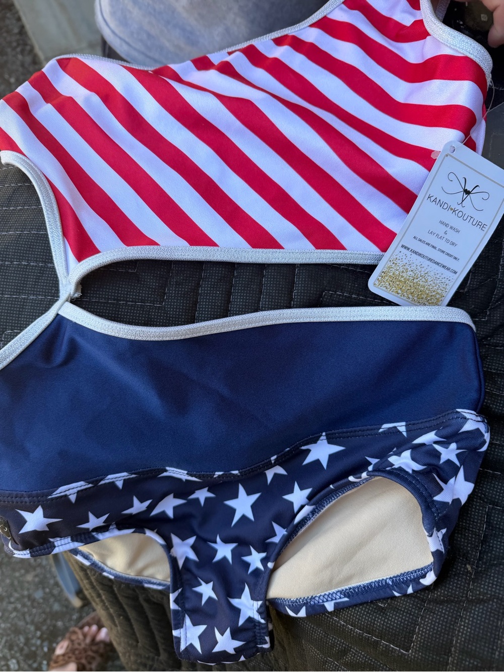 Kandi Kouture American Flag Two-Piece Bikini - Red, White & Navy dance wear